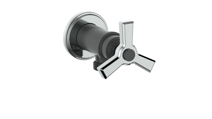 Vogt Zehn Elbow Connector with Shut-Off, 3-Spoke Handle - Chrome / Matte Black (EC.Z3.02.CB)