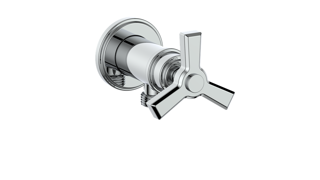 Vogt Zehn Elbow Connector with Shut-Off, 3-Spoke Handle - Polished Chrome (EC.Z3.02.CC)