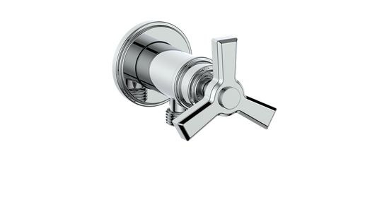 Vogt Zehn Elbow Connector with Shut-Off, 3-Spoke Handle - Polished Chrome (EC.Z3.02.CC)