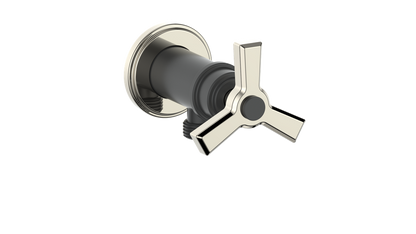 Vogt Zehn Elbow Connector with Shut-Off, 3-Spoke Handle - Polished Nickel / Matte Black (EC.Z3.02.PB)