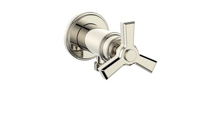 Vogt Zehn Elbow Connector with Shut-Off, 3-Spoke Handle - Polished Nickel (EC.Z3.02.PN)