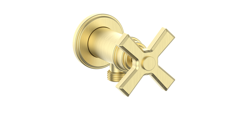 Vogt Zehn Elbow Connector with Shut-Off, 4-Spoke Handle - Brushed Gold (EC.Z4.02.BG)