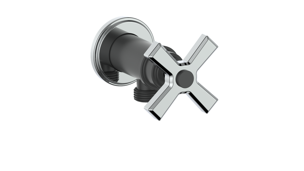 Vogt Zehn Elbow Connector with Shut-Off, 4-Spoke Handle - Chrome / Matte Black (EC.Z4.02.CB)