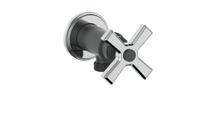 Vogt Zehn Elbow Connector with Shut-Off, 4-Spoke Handle - Chrome / Matte Black (EC.Z4.02.CB)