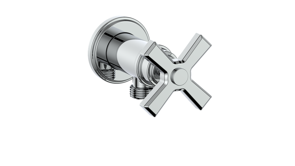Vogt Zehn Elbow Connector with Shut-Off, 4-Spoke Handle - Polished Chrome (EC.Z4.02.CC)