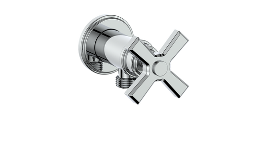 Vogt Zehn Elbow Connector with Shut-Off, 4-Spoke Handle - Polished Chrome (EC.Z4.02.CC)