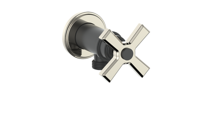 Vogt Zehn Elbow Connector with Shut-Off, 4-Spoke Handle - Polished Nickel / Matte Black (EC.Z4.02.PB)