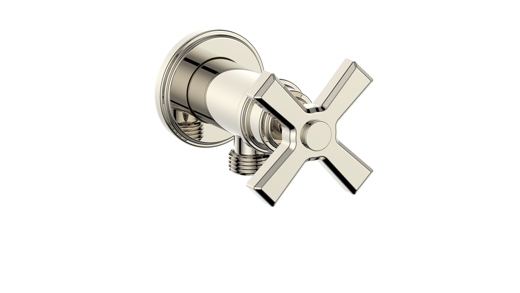 Vogt Zehn Elbow Connector with Shut-Off, 4-Spoke Handle - Polished Nickel (EC.Z4.02.PN)
