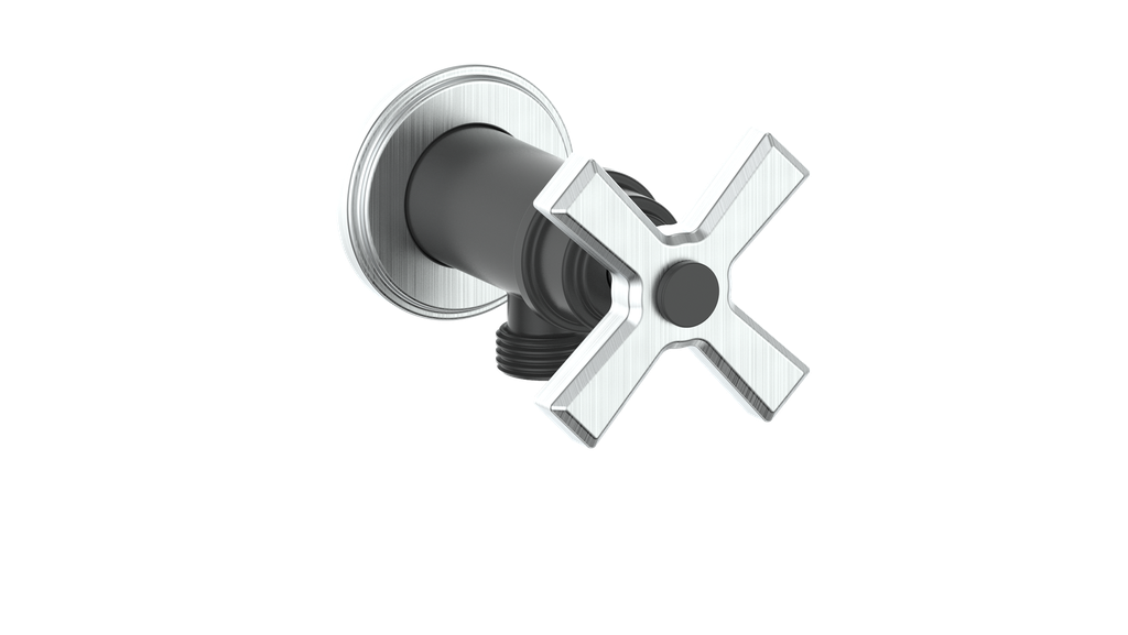 Vogt Zehn Elbow Connector with Shut-Off, 4-Spoke Handle - Stainless Steel / Matte Black (EC.Z4.02.SB)