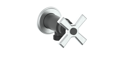 Vogt Zehn Elbow Connector with Shut-Off, 4-Spoke Handle - Stainless Steel / Matte Black (EC.Z4.02.SB)