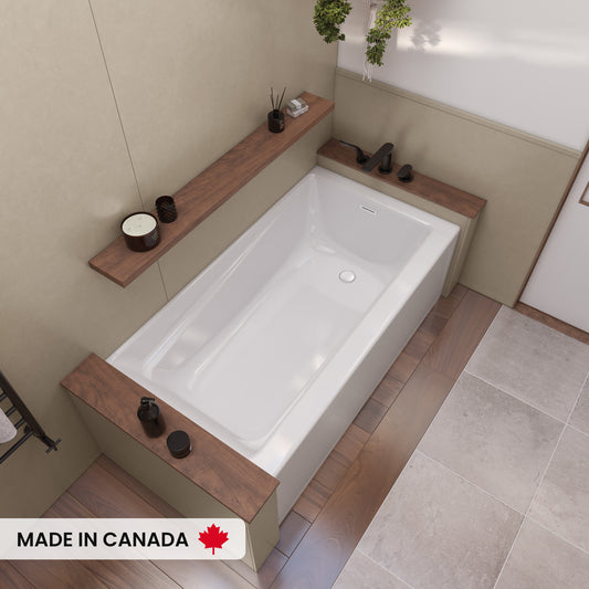 Maax Exhibit 6030 IFS AFR Acrylic Alcove Left/Right-Hand Drain Bathtub in White