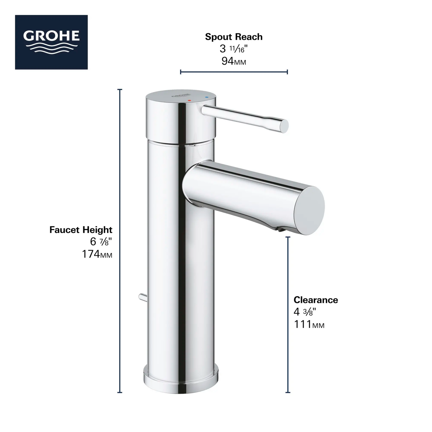 Grohe Essence Single Hole Bathroom Faucet - Eunoia 
