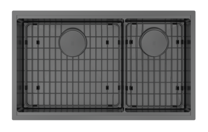 Zomodo Integrato 2.0 Black Pearl 31" 60/40 Dual Mount Workstation Kitchen Sink