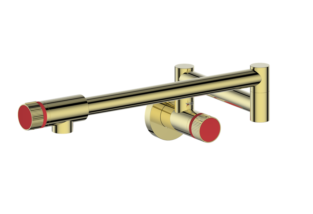 Brushed Gold / Tango Red