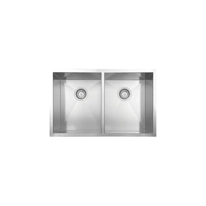 Vogt Mödling 18-Gauge Zero-Radius Undermount Double-Bowl Stainless Steel Kitchen Sink with Bottom Grid - KS.3018.M18Z-63