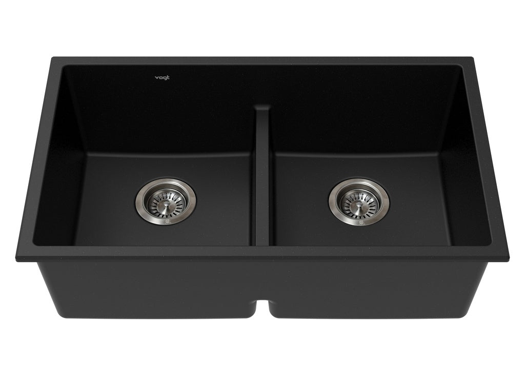 Vogt Mödling Vogranite Low-Divide Kitchen Sink in Onyx Black - KS.3018.ML01G-61