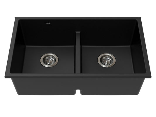 Vogt Mödling Vogranite Low-Divide Kitchen Sink in Onyx Black - KS.3018.ML01G-61