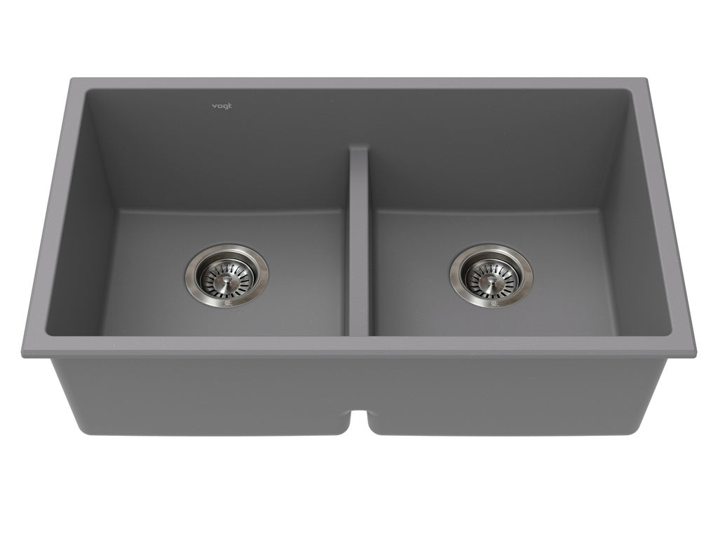 Vogt Mödling Vogranite Low-Divide Kitchen Sink in Metropolitan Grey - KS.3018.ML02G-61