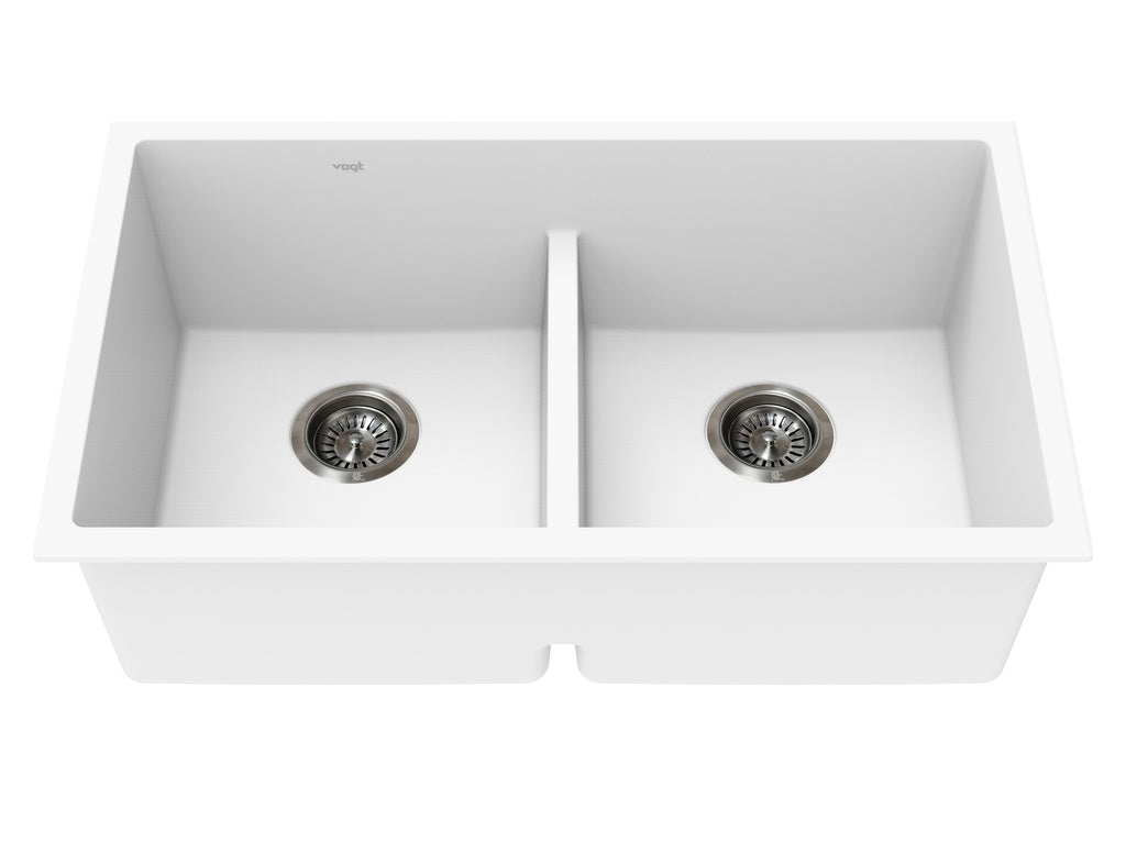 Vogt Mödling Vogranite Low-Divide Kitchen Sink in Frost White - KS.3018.ML04G-61