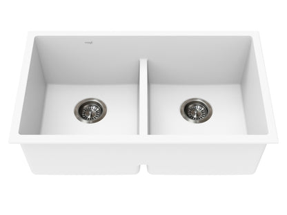 Vogt Mödling Vogranite Low-Divide Kitchen Sink in Frost White - KS.3018.ML04G-61