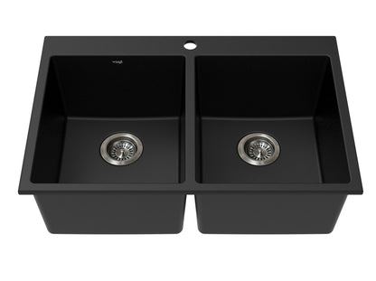 Vogt Rankweil Vogranite Top-Mount Double-Bowl Kitchen Sink in Onyx Black - KS.3020.R01G-61