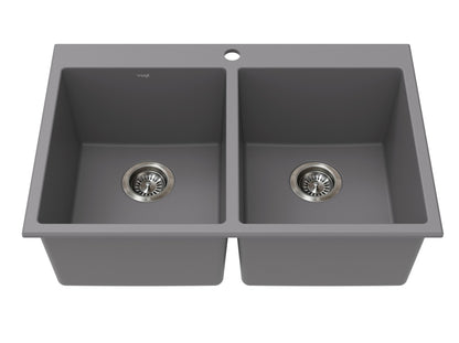 Vogt Rankweil Vogranite Top-Mount Double-Bowl Kitchen Sink in Metropolitan Grey - KS.3020.R02G-61