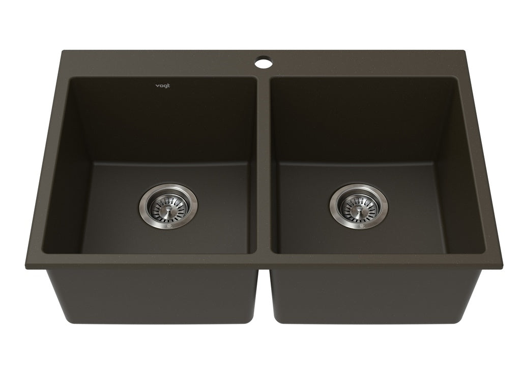 Vogt Rankweil Vogranite Top-Mount Double-Bowl Kitchen Sink in Java Brown - KS.3020.R03G-61