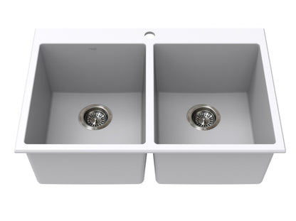Vogt Rankweil Vogranite Top-Mount Double-Bowl Kitchen Sink in Powder Grey - KS.3020.R05G-61
