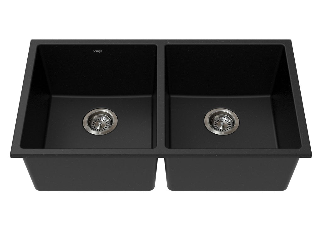 Vogt Bludenz Vogranite Double-Bowl Kitchen Sink in Onyx Black - KS.3218.B01G-61