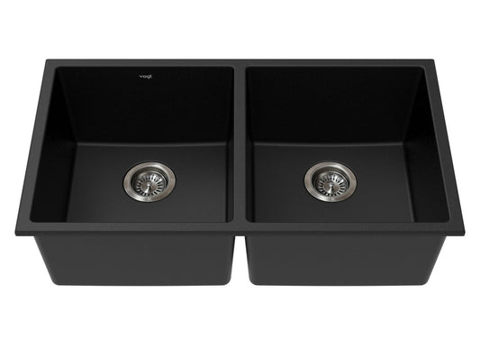 Vogt Bludenz Vogranite Double-Bowl Kitchen Sink in Onyx Black - KS.3218.B01G-61