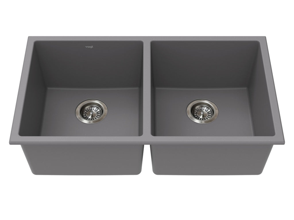 Vogt Bludenz Vogranite Double-Bowl Kitchen Sink in Metropolitan Grey - KS.3218.B02G-61
