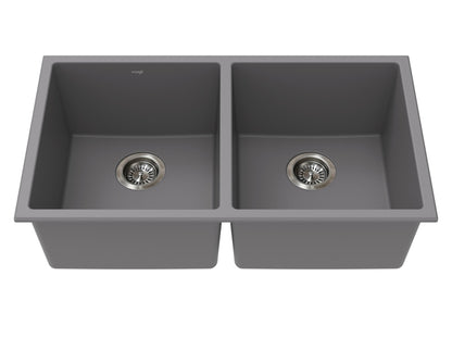 Vogt Bludenz Vogranite Double-Bowl Kitchen Sink in Metropolitan Grey - KS.3218.B02G-61