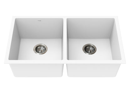 Vogt Bludenz Vogranite Double-Bowl Kitchen Sink in Frost White - KS.3218.B04G-61
