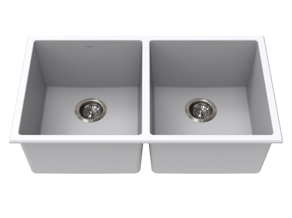 Vogt Bludenz Vogranite Double-Bowl Kitchen Sink in Powder Grey - KS.3218.B05G-61