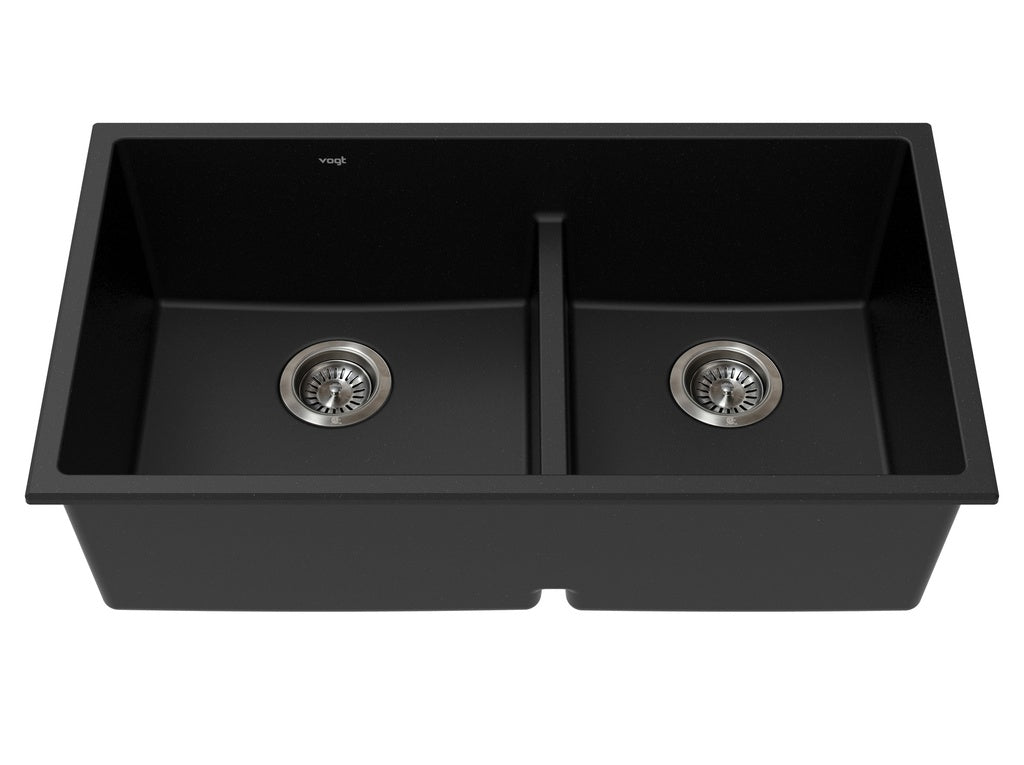 Vogt Villach Vogranite Low-Divide Kitchen Sink in Onyx Black - KS.3218.VL01G-61