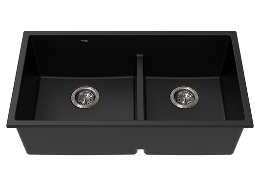 Vogt Villach Vogranite Low-Divide Kitchen Sink in Onyx Black - KS.3218.VL01G-61