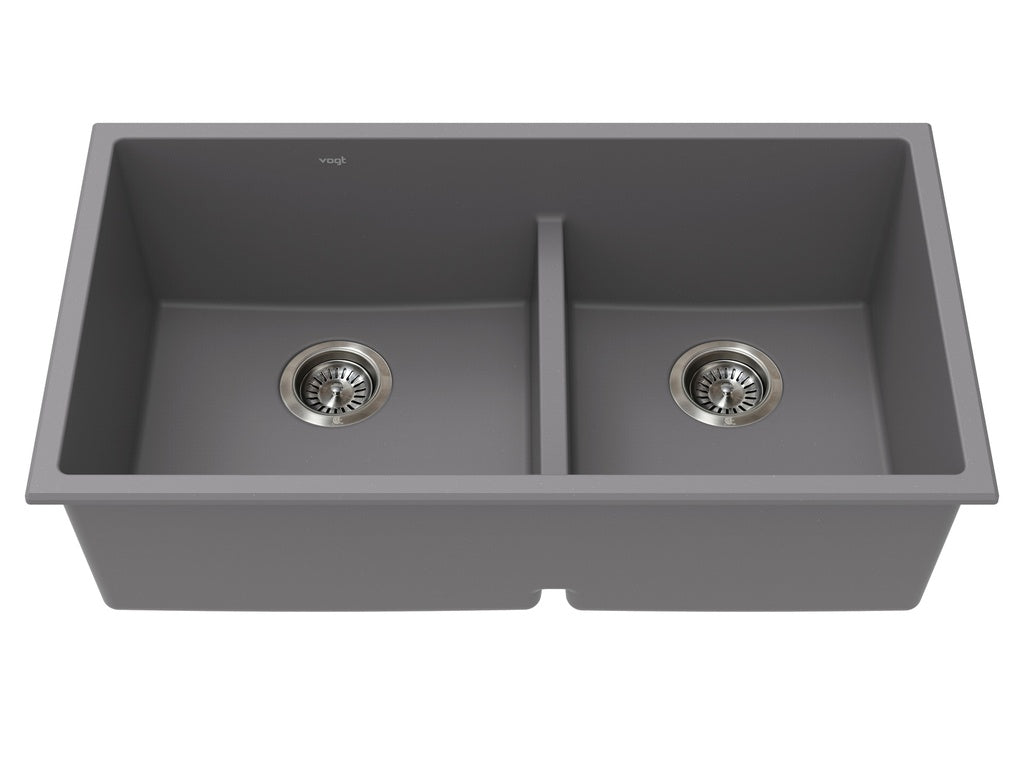 Vogt Villach Vogranite Low-Divide Kitchen Sink in Metropolitan Grey - KS.3218.VL02G-61