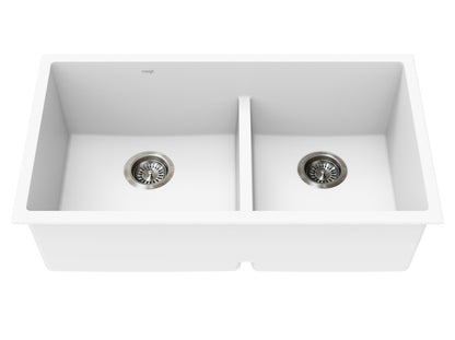 Vogt Villach Vogranite Low-Divide Kitchen Sink in Frost White - KS.3218.VL04G-61