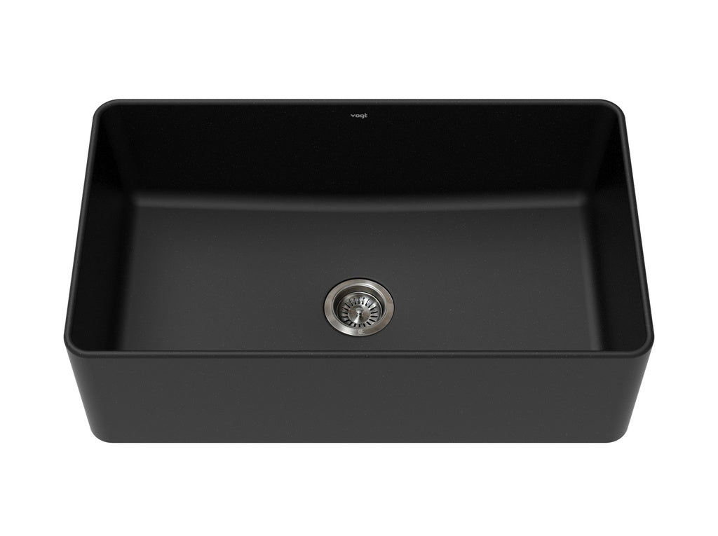 Vogt Neustadt Vogranite Apron-Front Farmhouse Kitchen Sink in Onyx Black - KS.3319.N01G-61