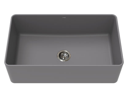 Vogt Neustadt Vogranite Apron-Front Farmhouse Kitchen Sink in Metropolitan Grey - KS.3319.N02G-61