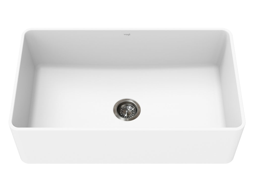 Vogt Neustadt Vogranite Apron-Front Farmhouse Kitchen Sink in Frost White - KS.3319.N04G-61