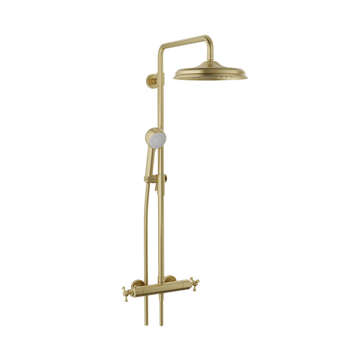 Baril Eva B71 Complete Thermostatic Shower System On Column - Satin Brass