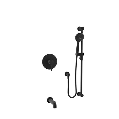 Baril Zip B66 Complete Pressure-Balanced Tub & Shower Kit with Hand Shower - Matte Black
