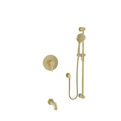 Baril Zip B66 Complete Pressure-Balanced Tub & Shower Kit with Hand Shower - Satin Brass