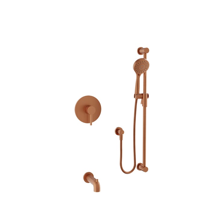 Baril Zip B66 Complete Pressure-Balanced Tub & Shower Kit with Hand Shower - Satin Copper