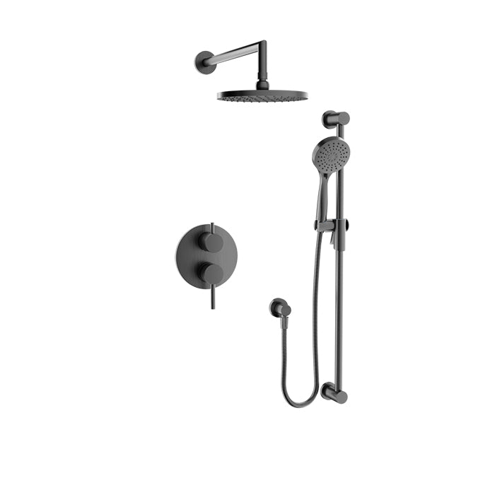 Baril Zip B66 Complete Pressure-Balanced Shower Kit with Head & Hand Shower - Black Titanium