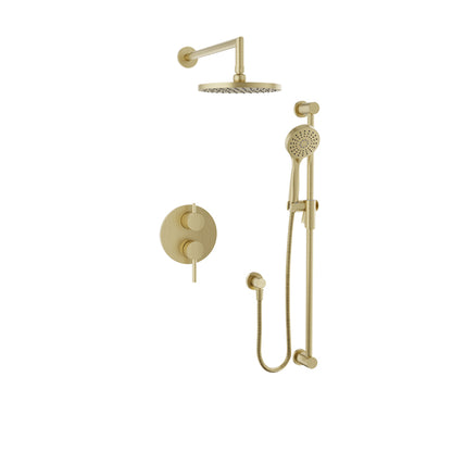 Baril Zip B66 Complete Pressure-Balanced Shower Kit with Head & Hand Shower - Satin Brass