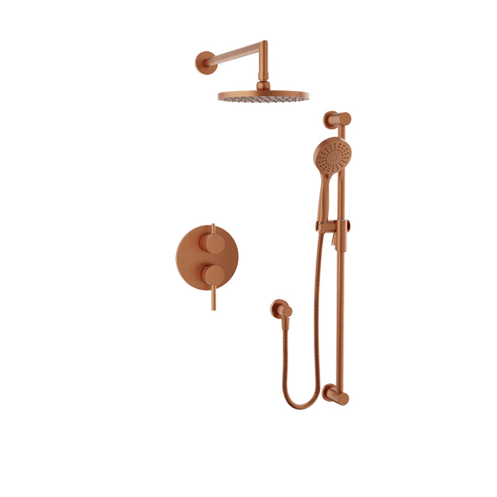 Baril Zip B66 Complete Pressure-Balanced Shower Kit with Head & Hand Shower - Satin Copper