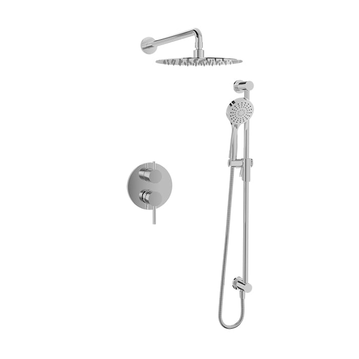 Baril Zip B66 Complete Pressure-Balanced Shower Kit with Rain Shower Head & Hand Shower - Polished Chrome