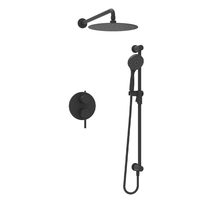 Baril Zip B66 Complete Pressure-Balanced Shower Kit with Rain Shower Head & Hand Shower - Matte Black